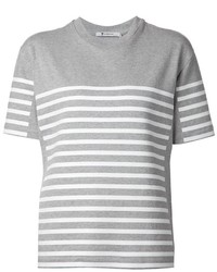 T-shirt à col rond à rayures horizontales gris Alexander Wang