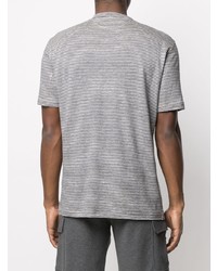 T-shirt à col rond à rayures horizontales gris Brunello Cucinelli