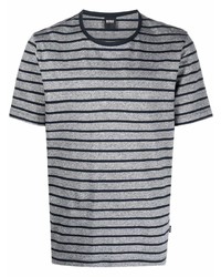 T-shirt à col rond à rayures horizontales gris BOSS