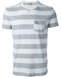 T-shirt à col rond à rayures horizontales gris Burberry