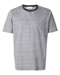 T-shirt à col rond à rayures horizontales gris Cerruti 1881