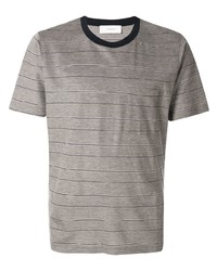 T-shirt à col rond à rayures horizontales gris Cerruti 1881