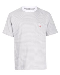 T-shirt à col rond à rayures horizontales gris Danton