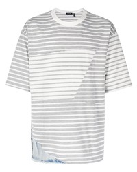 T-shirt à col rond à rayures horizontales gris FIVE CM