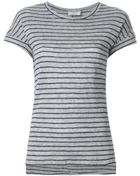 T-shirt à col rond à rayures horizontales gris Frame Denim