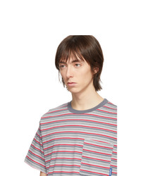 T-shirt à col rond à rayures horizontales gris Rassvet