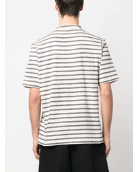 T-shirt à col rond à rayures horizontales gris Lanvin