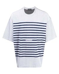 T-shirt à col rond à rayures horizontales gris Mastermind World