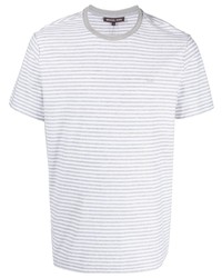 T-shirt à col rond à rayures horizontales gris Michael Kors