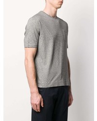 T-shirt à col rond à rayures horizontales gris Massimo Alba