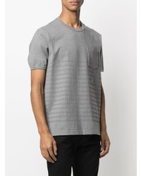 T-shirt à col rond à rayures horizontales gris Paul & Shark