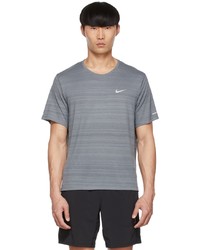 T-shirt à col rond à rayures horizontales gris Nike