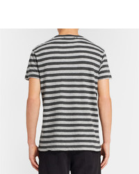 T-shirt à col rond à rayures horizontales gris