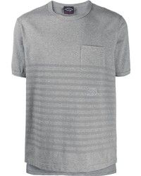 T-shirt à col rond à rayures horizontales gris Paul & Shark