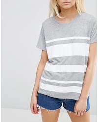 T-shirt à col rond à rayures horizontales gris Asos