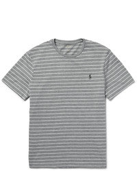 T-shirt à col rond à rayures horizontales gris Polo Ralph Lauren