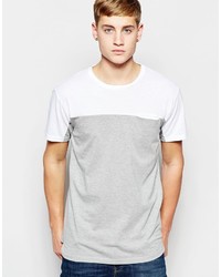 T-shirt à col rond à rayures horizontales gris Pull&Bear