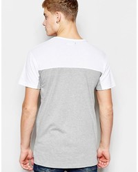 T-shirt à col rond à rayures horizontales gris Pull&Bear