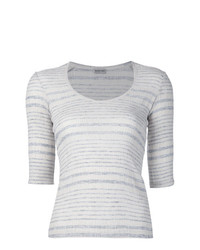 T-shirt à col rond à rayures horizontales gris Rachel Comey