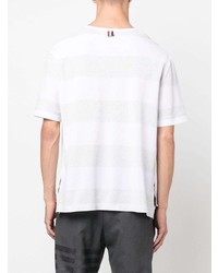 T-shirt à col rond à rayures horizontales gris Thom Browne