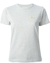 T-shirt à col rond à rayures horizontales gris Societe Anonyme