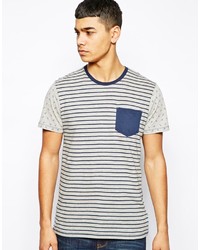T-shirt à col rond à rayures horizontales gris Solid