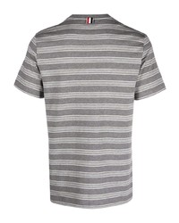 T-shirt à col rond à rayures horizontales gris Thom Browne