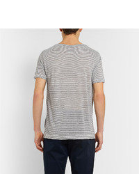 T-shirt à col rond à rayures horizontales gris Gucci