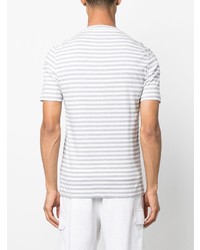 T-shirt à col rond à rayures horizontales gris Brunello Cucinelli