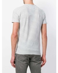 T-shirt à col rond à rayures horizontales gris Woolrich