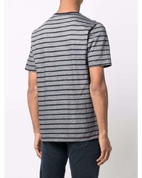 T-shirt à col rond à rayures horizontales gris BOSS