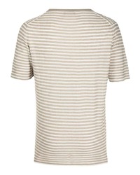 T-shirt à col rond à rayures horizontales gris Roberto Collina