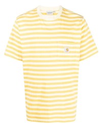 T-shirt à col rond à rayures horizontales jaune Carhartt WIP