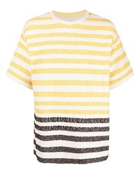 T-shirt à col rond à rayures horizontales jaune Jil Sander