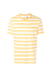 T-shirt à col rond à rayures horizontales jaune Pop Trading Company