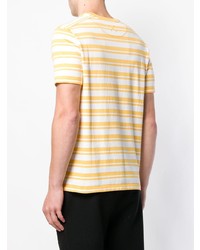 T-shirt à col rond à rayures horizontales jaune Pop Trading Company