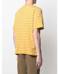 T-shirt à col rond à rayures horizontales jaune Anglozine