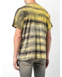 T-shirt à col rond à rayures horizontales jaune Amiri