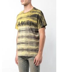 T-shirt à col rond à rayures horizontales jaune Amiri