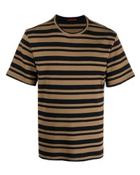 T-shirt à col rond à rayures horizontales marron clair Barena