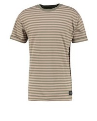 T-shirt à col rond à rayures horizontales marron clair Brooklyn's Own by Rocawear