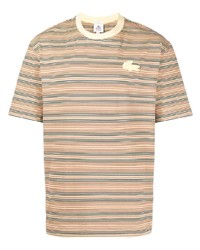 T-shirt à col rond à rayures horizontales marron clair Lacoste