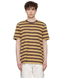 T-shirt à col rond à rayures horizontales marron clair Noah