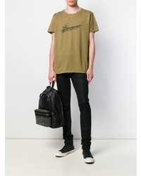 T-shirt à col rond à rayures horizontales marron clair Saint Laurent
