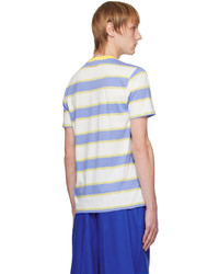 T-shirt à col rond à rayures horizontales marron clair Marni