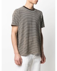 T-shirt à col rond à rayures horizontales marron foncé Saint Laurent