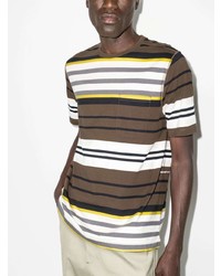 T-shirt à col rond à rayures horizontales marron foncé Pop Trading Company