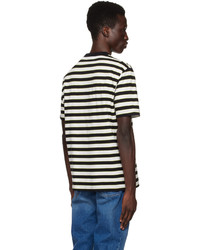 T-shirt à col rond à rayures horizontales marron foncé Ps By Paul Smith