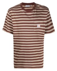 T-shirt à col rond à rayures horizontales marron Carhartt WIP