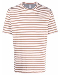 T-shirt à col rond à rayures horizontales marron Eleventy